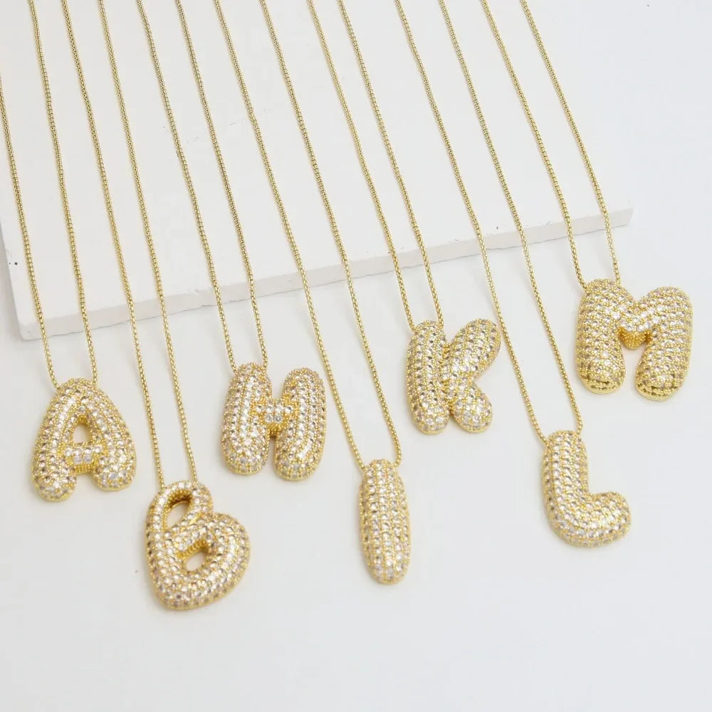 18K Gold Plated Waterproof Thick Bubble Alphabet Letter