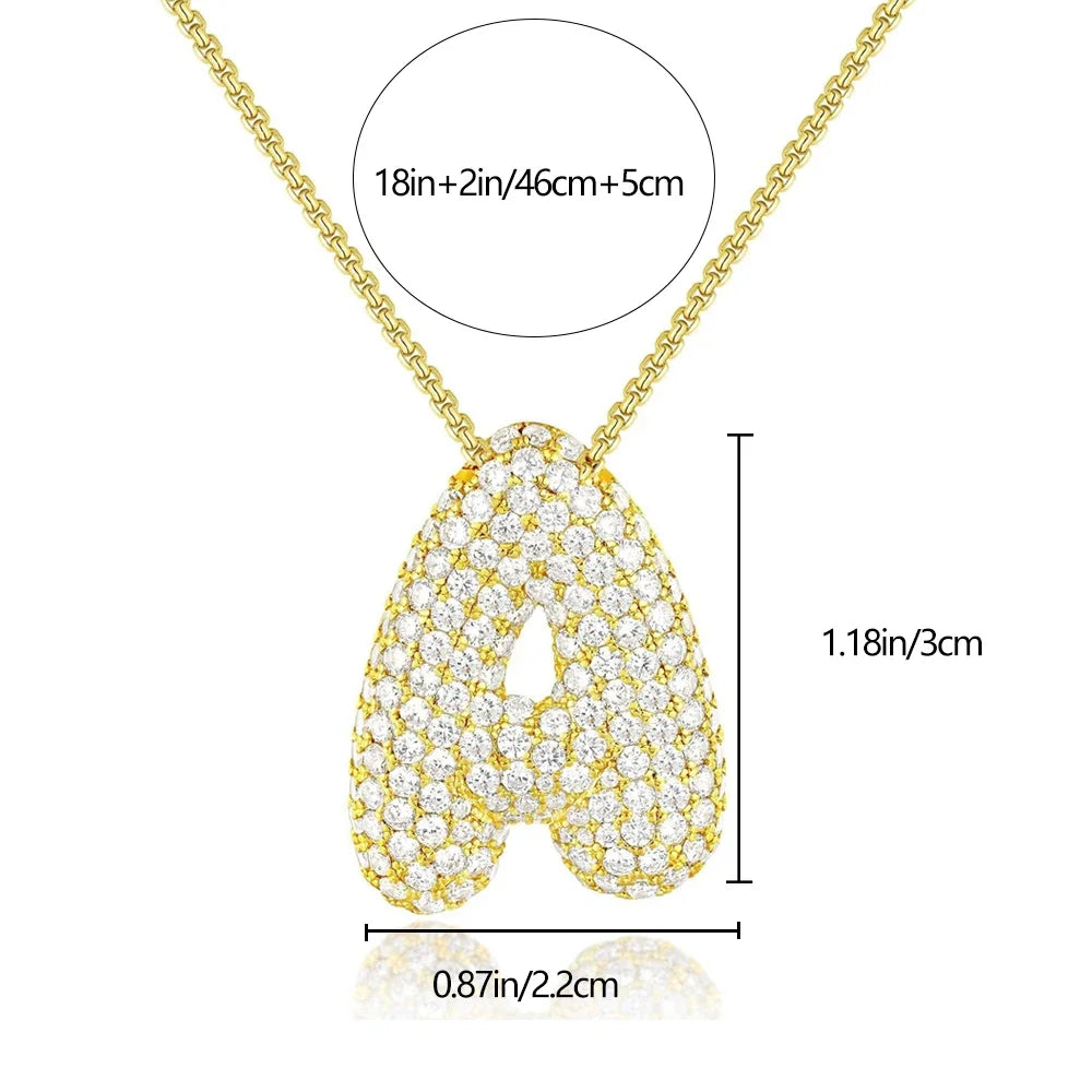 18K Gold Plated Waterproof Thick Bubble Alphabet Letter