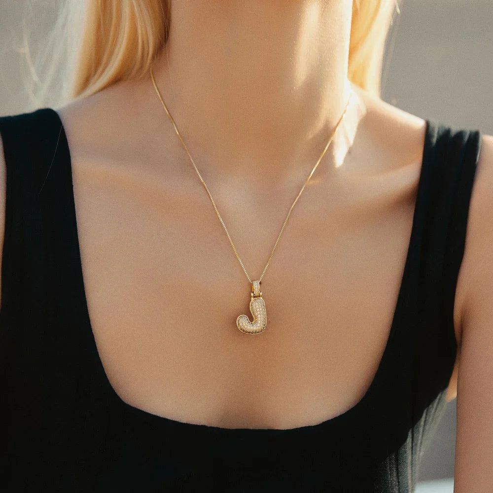 18K Gold Plated Waterproof Thick Bubble Alphabet Letter