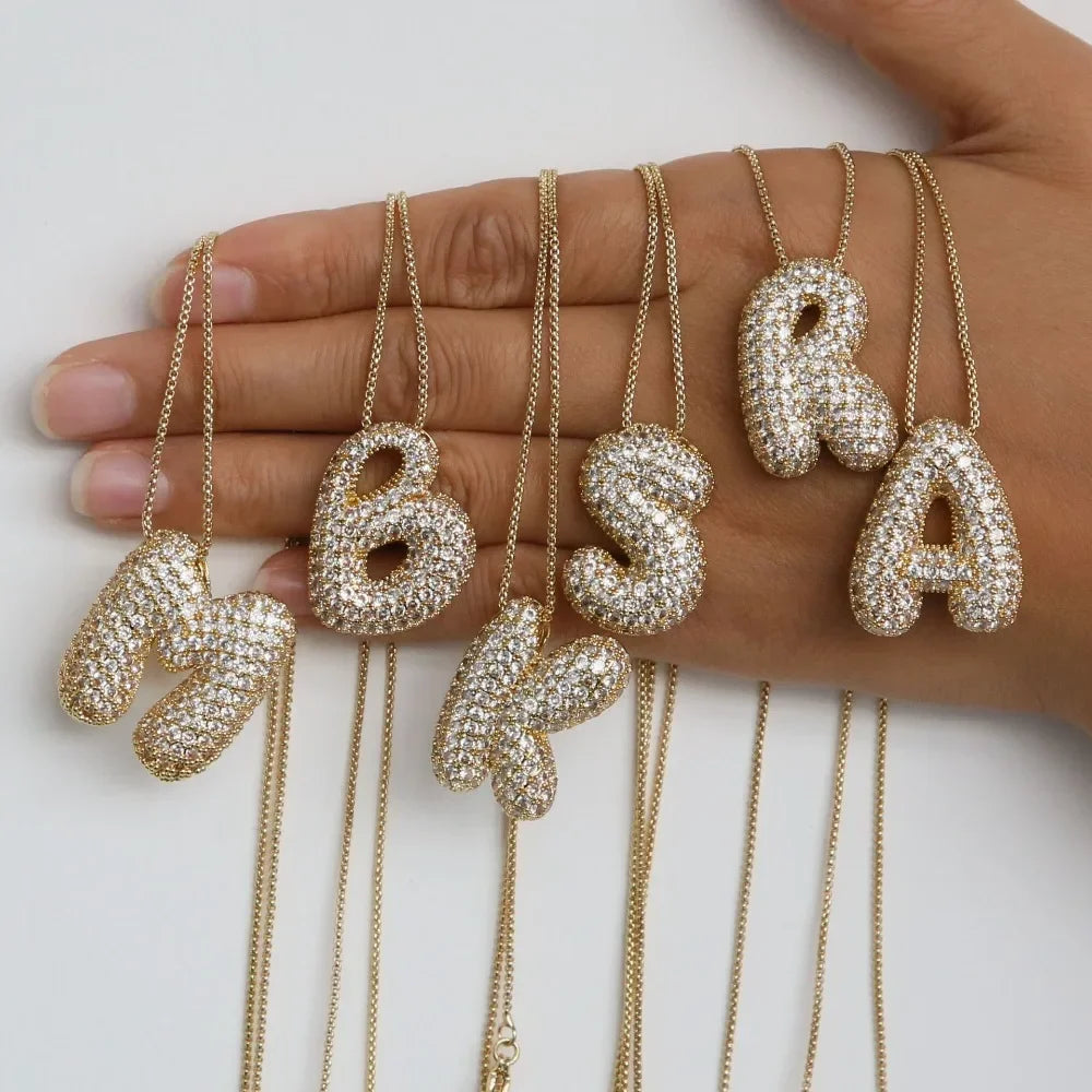 18K Gold Plated Waterproof Thick Bubble Alphabet Letter