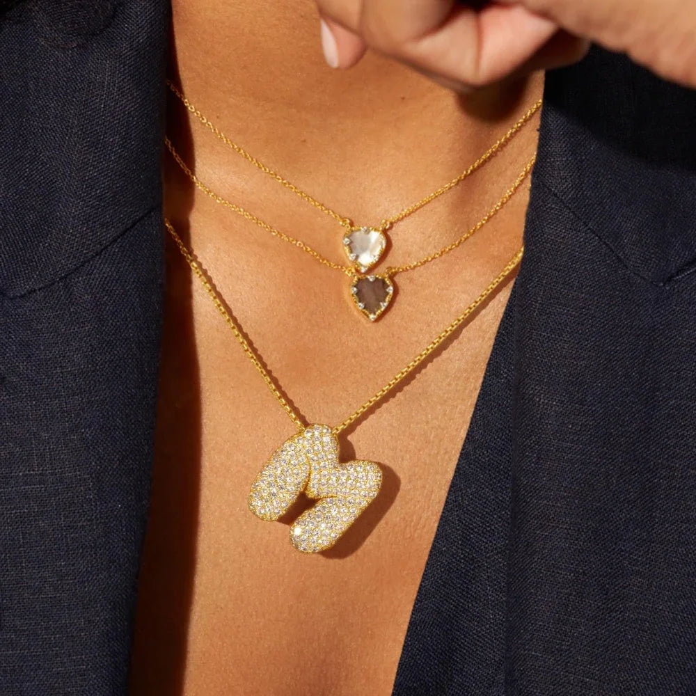 18K Gold Plated Waterproof Thick Bubble Alphabet Letter