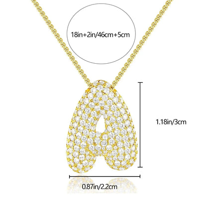18K Gold Plated Waterproof Thick Bubble Alphabet Letter