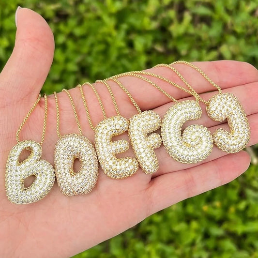 18K Gold Plated Waterproof Thick Bubble Alphabet Letter