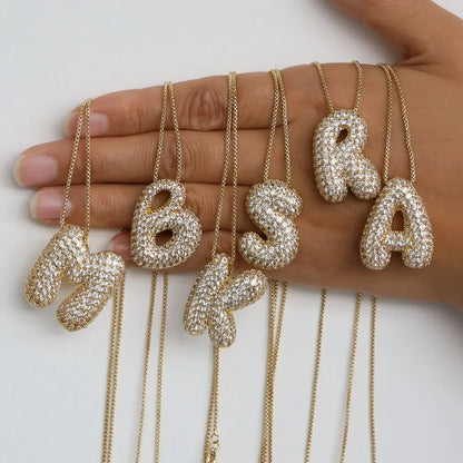 18K Gold Plated Waterproof Thick Bubble Alphabet Letter