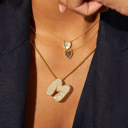 18K Gold Plated Waterproof Thick Bubble Alphabet Letter
